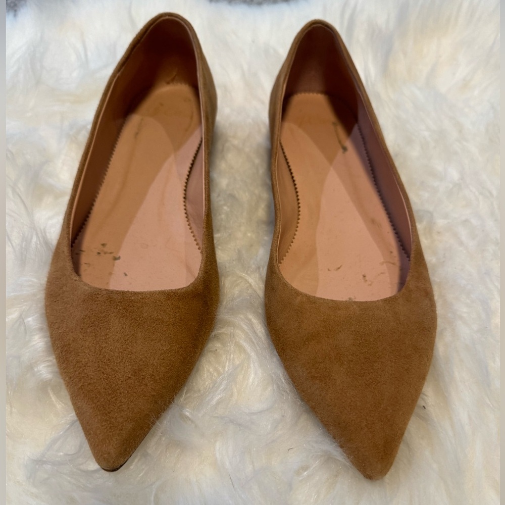 J crew pointed flats - tan suede - gently worn